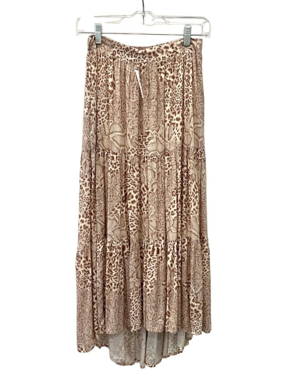 Olivaceous Beige Brown Mixed Animal Print Tiered Maxi Skirt NWT - Size S - Picture 8 of 9